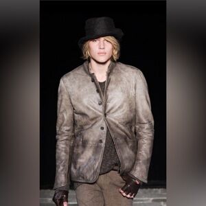 John Varvatos Collection articulate elbow leather Jacket Size EU 52 USA 42